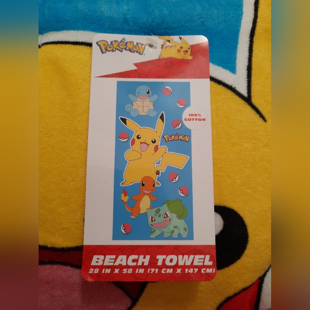 Pokemon Pikachu Charmander Squirtle Bulbasaur 28 x 58 Bath Beach Towel Pool Gift